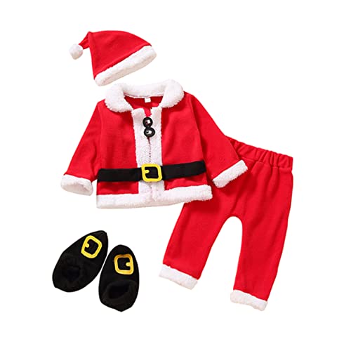 VICASKY 1 Satz Vierteiliges Weihnachtsset Weihnachts-Cosplay-Kostüm Weihnachtsmannkostüm weihnachtsanzug Kinder weihnachtskleider Kinder Weihnachtsbedarf Weihnachtskleidung Baumwolle von VICASKY