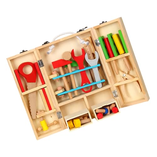 VICASKY 1 Satz Werkzeugkasten für Kinder kinderwerkbank werkbänke für Kinder Educational Toys Spielzeuge Kinderspielzeug Kinder reparieren Werkzeugspielzeug Konstruktionsspielzeug hölzern von VICASKY