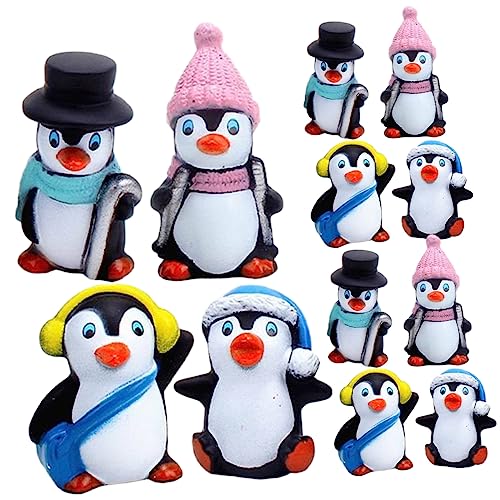 VICASKY 1 Satz Winter-pinguin-ornament Figur Positiver Pinguin Pinguin Weihnachtsschmuck Raumdeko Sammlerstücke Toy Miniatur-pinguin-statue Mikro-pinguin-statue Vinyl 12 Stück von VICASKY