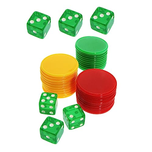 VICASKY 1 Satz Würfel-chip-Set Kidcraft-spielset Leere Würfel Tragbare Pokerchips Würfelspiel 6-seitiger Spielwürfel Farbzählchip Leere Chipkarte Lernzähler-chip Jetons Kunststoff Acryl von VICASKY