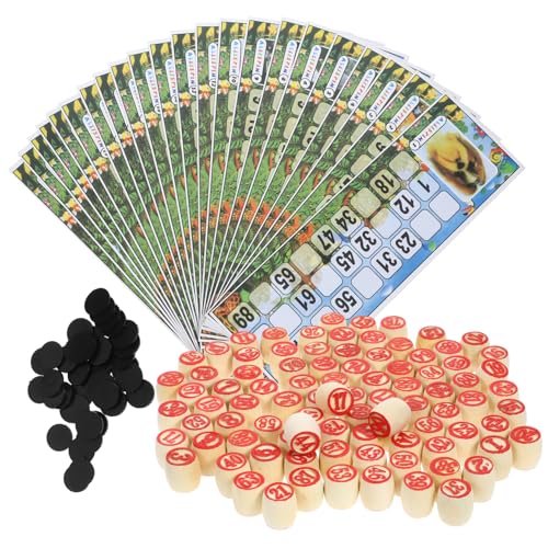 VICASKY 1 Satz Zahlenschachspiel Bingo-Maschine Spiele Bausatz Dame Brettspiel Kartenspiel Logo-Spiel Figurenschachspiel Spielzeuge Bingo-zahlenschach Interaktives Partyspiel Hölzern von VICASKY