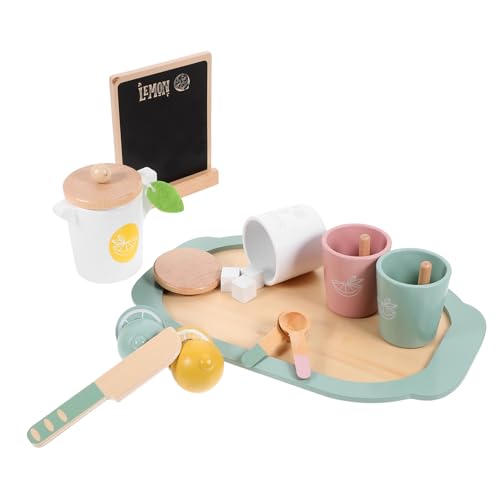 VICASKY 1 Satz Zitronentee-Kombi-Set Spielzeug Geschirrset Teegeschirr Aus Holz Für Kleinkinder Tea-time-spielset Miniatur-zitronentee Holz-Zitronen-Tee Für Kleinkinder Hölzern von VICASKY