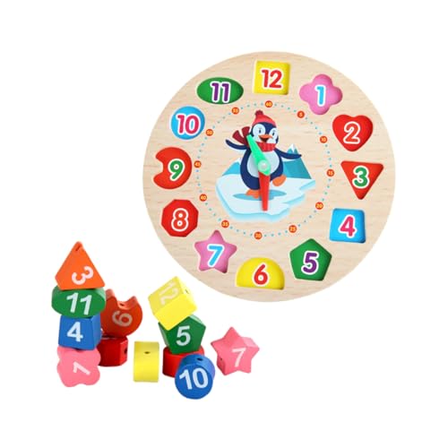 VICASKY 1 Satz hölzerne Uhr Lernspielzeug für Kinder Zahlenlernspielzeug -Puzzle Clocks für Kinder zeituhr Kinder Lernspielzeug aus Holz für Kinder Spielzeuge aus Holzklötzen Colorful von VICASKY