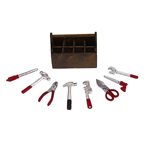 VICASKY 1 Satz kleine Werkzeugkiste Zu Auto Puppenhausmöbel Mini-Vers Mini- -Tool-Kit Miniatur Werkzeugkoffer Mini-Hausreparaturwerkzeug Miniatursachen Holz Coffee von VICASKY