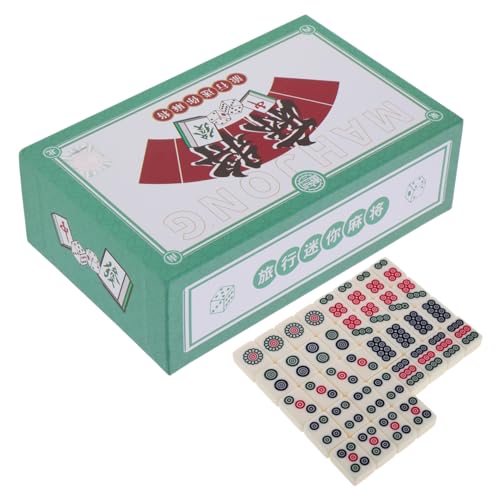 VICASKY 1 Schachtel Mini-Mahjong-Steine tragbares Mahjong Mini-Reiseutensilien Mahjong-Kit Mahjong für Schlafsäle Requisiten für Reisespiele traditionelles Spiel Mahjong-Requisiten Melamin von VICASKY