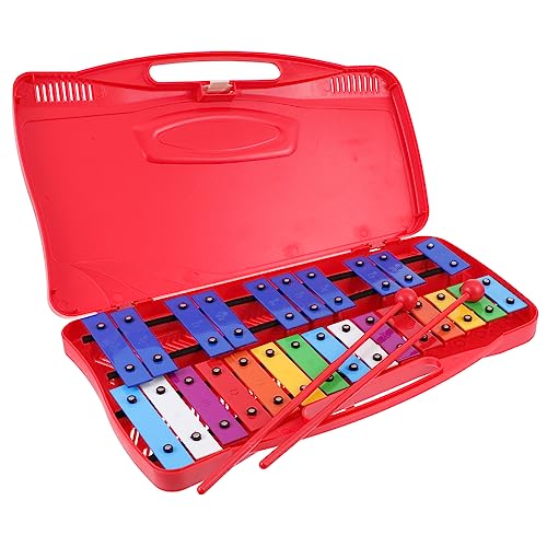 VICASKY 1 Set 25 Ton Klavierspiel Musikspielzeug Xylophon Buntes Schlagwerk Früherziehungsspielzeug Kinderspielzeug Schlagwerk Aluminium Klavierspielzeug Handgehaltenes Eisenklavier Rote von VICASKY