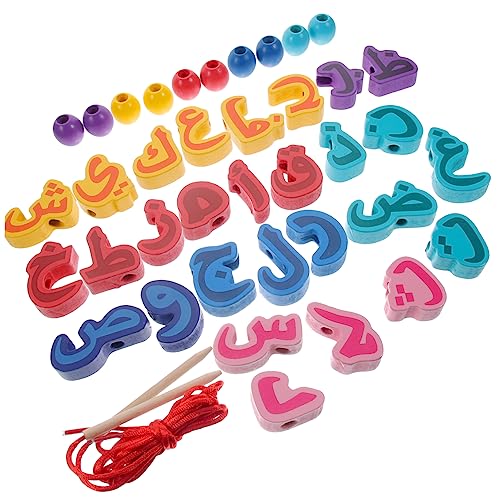 VICASKY 1 Set Alphabet Perlenspiel Passende Lernblöcke Schnürperlen Für Kleinkinder 1–3 Alphabet Perlenspielzeug Babyspielzeug Alphabet Lernspielzeug Schnürperlen von VICASKY