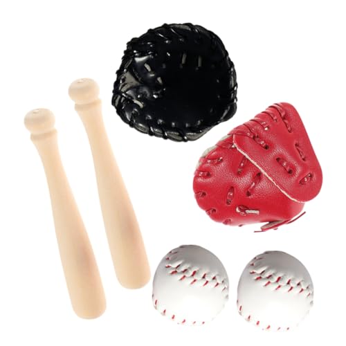 VICASKY 1 Set Baseball Modell Softball Handschuh Miniatur Baseball T Shirt Für Mini Mikrowellen Cricketschläger Griff Baseballs Puppenhaus Pool Hüpfbälle Puppenhaus von VICASKY