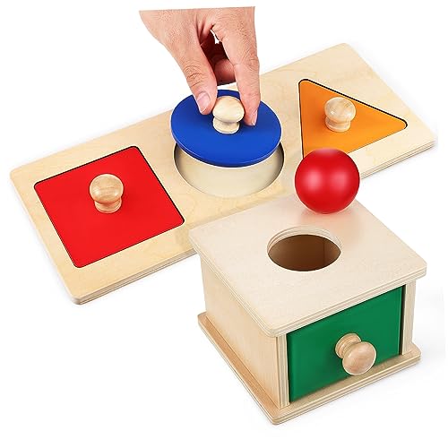 VICASKY 1 Set-Box Montessori Lehrmittel Storage Boxes aufbwahrungs-Box Toy Box Montessori-Spielzeug für 2-jährige Kinderspielzeug Ball Drop-Spielzeug für Kinder Motorikspielzeug für Kinder von VICASKY