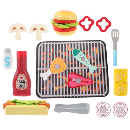 VICASKY 1 Set Cartoon Lebensmittel Kochen Spielzeug Vorgeben Holz BBQ Spielzeug Küche Spielzeug Oder Kinder von VICASKY