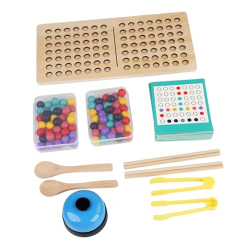 VICASKY 1 Set Clipping Ball Spielzeug Clip Holzperlen Brettspiel Mit Karten Lernspielzeug von VICASKY