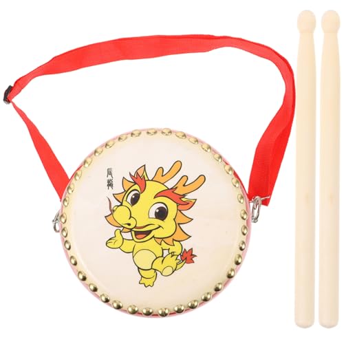 VICASKY 1 Set Cowhide Drum Instruments Spielzeughandperkussion Instrument Drum Party Jubeln Requisiten Kleinkind Drum Hand Drum Stage Performance Drum Musical Drum Rote PVC von VICASKY