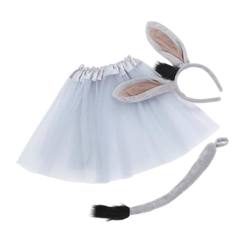 VICASKY 1 Set Eselohren Stirnband Und Tutu Kostümset Für Erwachsene Und Halloween Esel Tiere Cosplay Kostüm Requisite Geburtstagsparty Anziehzubehör von VICASKY