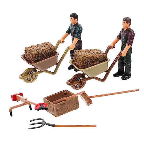 VICASKY 1 Set Farmer Charaktermodell Bauernhof Landschaftsbau Miniaturen Farm Werkzeugmodelle Mini Farm Dekoration Farm Werkzeuge Modell Farm Modell Mini Dekoration Miniatur Farmer von VICASKY