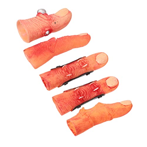 VICASKY 1 Set Halloween Handschuhe Mit Abgetrennten Fingern Falscher Finger Realistische Blutige Finger Halloween Gebrochener Finger Blutige Falsche Finger Fingerbett Gruselige von VICASKY