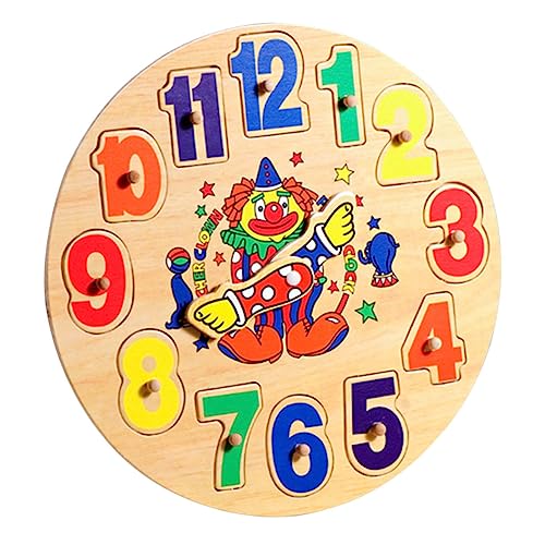 VICASKY 1 Set Holz Clown Uhr Uhr Für Kleinkinder Puzzle Für Kleinkinder Puzzles Für Kleinkinder Kognitives Für Holzspielzeug Aufklärungsspielzeug Für Kognitives von VICASKY