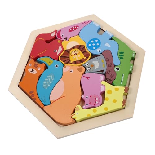 VICASKY 1 Set Holzpuzzle Für Interaktives Tierpuzzle Mit Geometrischen Formen Lernspielzeug Für Frühkindliche Bildung Bunte Holztiere Für Kreatives Und Entdecken von VICASKY