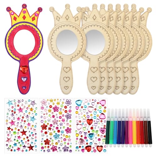 VICASKY 1 Set Holzspielzeug Mini Ornamente Dekoration Meerjungfrau Ornament Kinderspielzeug Retro Basteln Für Mädchen Kleinkindspielzeug Handspiegel Mädchenspielzeug von VICASKY