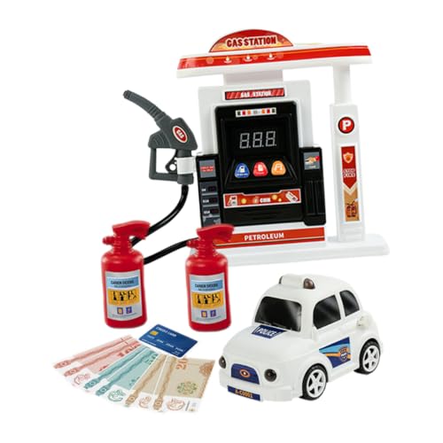 VICASKY 1 Set Kinderautospielzeug Batterien Mini Tankstelle Ornament Verkehrsstation Modell DIY Tankstelle Tankstelle Modellbausatz Für DIY Lernspielzeug Weißer Kunststoff von VICASKY