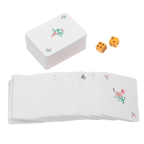 VICASKY 1 Set Mahjong Poker Reisespiel Requisite Party Mahjong Karte Mahjong Kartenspielzeug Mahjong Karten Spielzubehör Mahjong Spielkarte Lustige Mahjong Kartenspielzeuge von VICASKY