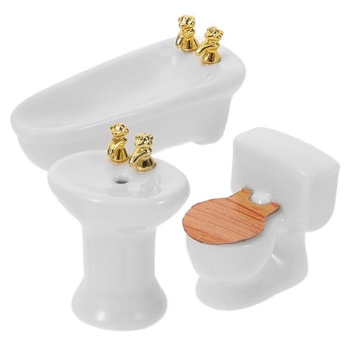 VICASKY 1 Set Mini Badezimmer Set Badezimmer Dekoration Puppenhaus Zubehör Miniatur Duschraum Zubehör Kleines Badezimmer Dekor Puppenhaus Badezimmer Ornament Badezimmer Szene von VICASKY