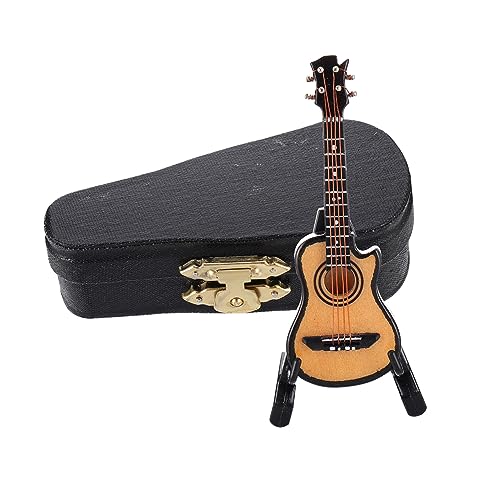 VICASKY Wood High Love Miniatur e Gitarre Modell Mit Ständer Dekorative Gitarre Statue Für Musikliebhaber Musikinstrument Sammlerstück Und Geschenkidee Für Dekoartikel Und Miniatur Zubehör von VICASKY