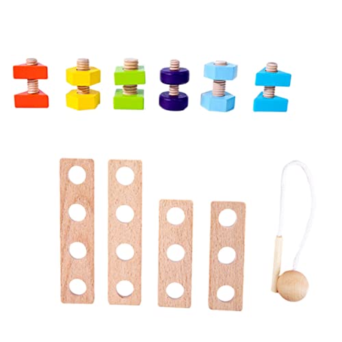 VICASKY 1 Set Nussspielzeug Nuss Matching Nuss Montagespielzeug Kinderperlenspiel Schraubenpuzzle Trainingsspielzeug Nuss Montage Lernspielzeug Holz Bunt von VICASKY