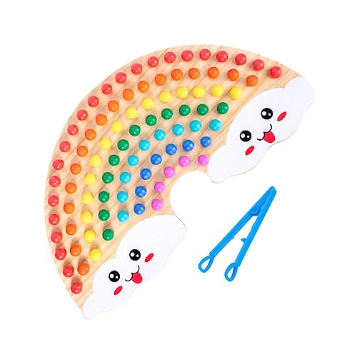 VICASKY 1 Set Regenbogen Clip Perlen Regenbogen Clip Perlen Puzzle Shuttle Perlen Brettspiel Stiel Lernspielzeug Früherziehung Puzzle Brettspiel Vorschulmädchen Spielzeug Mathe von VICASKY