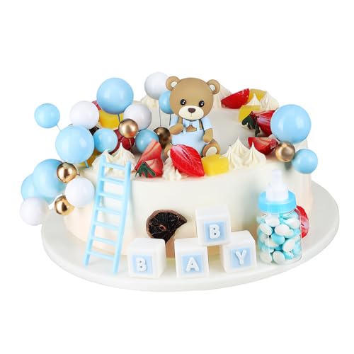 VICASKY 1 Set Riemen Bär Kuchen Alles Zum Geburtstag Kuchen Topper Bär Kuchen Topper Party Dekoration Süße Cupcake Luftballons Junge Kinder Dusche Kuchen Dekorationen Dusche Kuchen von VICASKY