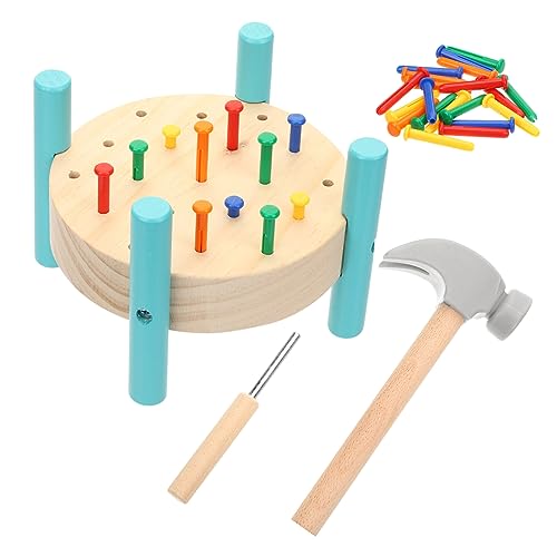 VICASKY 1 Set Simulation Klopfspiel Lernspielzeug Kleinkind Werkbank Aktivität Stiel Kleinkinder Puzzle Nageln Hämmern Werkbank Aktivität Gehirnspielzeug Schlaghammer Holz von VICASKY