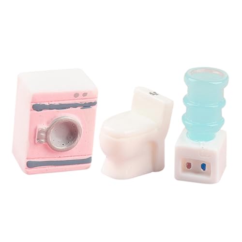 VICASKY 1 Set Simulierte Haushaltsgeräte Waschmaschine Dekorationen Puppenhauszubehör Puppenhaus Wasserbrunnen Miniaturdekorationen Puppenhaus Mini Toilette Weißes Harz von VICASKY