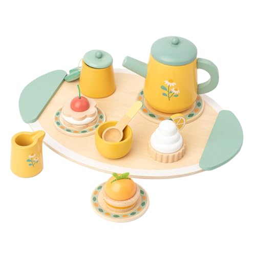 VICASKY Kinder Kochset 1 Set Teeservice Aus Holz Spielzeug Teekessel Spielzeug Für Kleine Hausdekoration Miniatur Spielzeug Miniaturhaus Geschirr Spielhaus Spielzeug Miniatur Teegeschirr von VICASKY