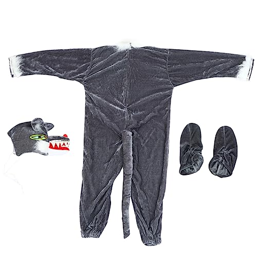 VICASKY 1 Set Tierkostüme Wolf Pyjamas Für Kinder Kinder Wolf Dress Up Jungen Outfits Jungen Pyjamas Kleinkind Tier Bodysuit Kinder Kleid Kostüm Für Kinder Tier Cosplay Requisite Grau von VICASKY