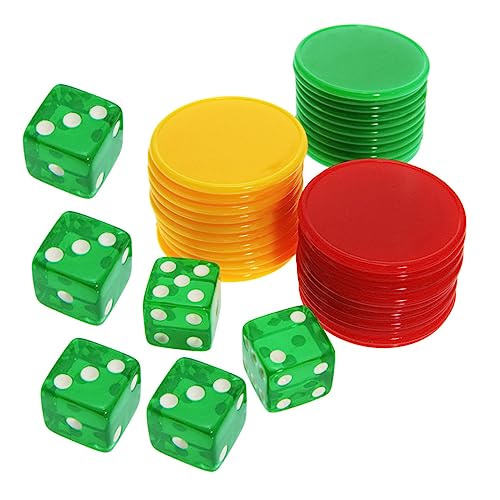 VICASKY 1 Set Würfel Chip Set 6 Seitig Spielwürfel Lernzähler Chip Leere Würfel Tragbare Pokerchips Würfelspiel Leere Spielchips Professionelle Pokerchips Leere Chips Karte von VICASKY