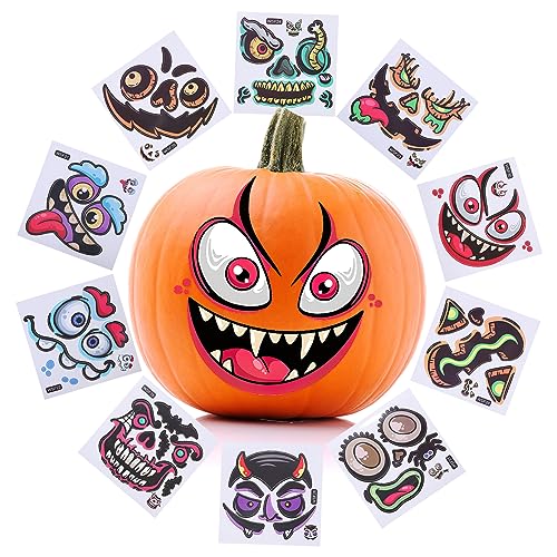 VICASKY 10 STK Halloween-Dekorationen Kürbis-gesichtsabziehbilder Aufkleber Halloween-partyzubehör Wandtattoos Für Halloween Gothic Kürbis Wandtattoo DIY Wandtattoo Jack-o-Laterne Papier von VICASKY