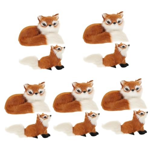 VICASKY 10 STK Simulierter Fuchs Stofftier Polarfuchs Spielzeug Für Draußen Miniatur Fuchs Sitzender Fuchs Plüsch Simulierte Fuchsfigur Decoraciones para Sala De Casa Wildcraft Tiere Samt von VICASKY