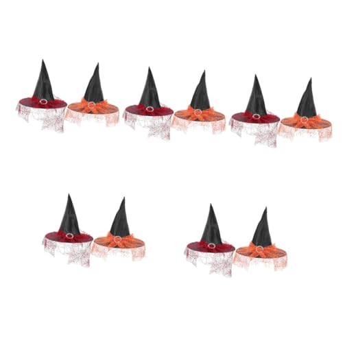 VICASKY 10 Stk Zauberer Hexenhut Halloween-Hexenhut mit Schleier Hüte für Kinder halloween kopfschmuck halloween kopfbedeckung Party-Hexenhüte Halloween-Feier-Requisiten Oxford-Stoff von VICASKY