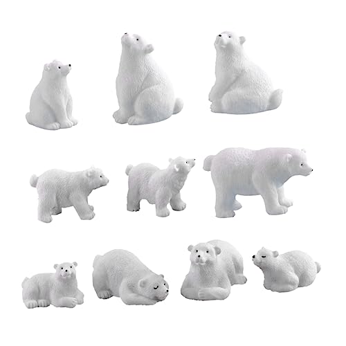 VICASKY 10 Stück Mikro Landschaftsdekoration Eisbär Polartierfiguren Bärenornamente Stofftiere Polar Actionfigur Polartierspielzeug Outdoor Ornamente Outdoor Kunstharz Weiß von VICASKY