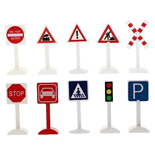 VICASKY 10 Stück Simulierte Verkehrszeichen Mini Anzeige Simulation Straßensperren Verkehrsanzeige Simulation Straßenschild Miniatur Verkehrsschild Kinder Verkehrsschilder von VICASKY