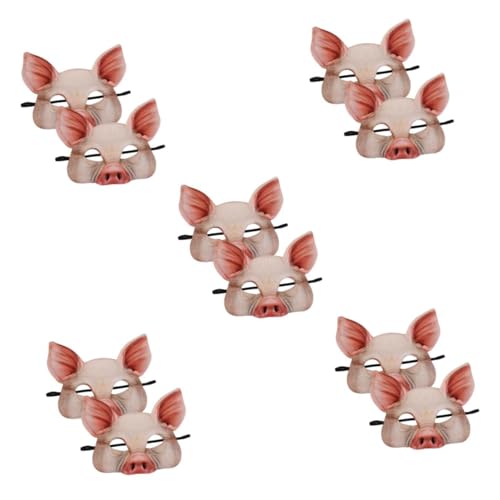 VICASKY 10 Stück Teiliges Halbes Gesicht Schweinemaske in Rosa Tier Masquerade für Erwachsene Leichtes Material Komfortabel für Halloween Karneval Kostümparty und Fancy Ball VICASKY 10 Stück Teiliges Halbes Gesicht Schweinemaske in Rosa Tier Masquerade für Erwachsene Leichtes Material Komfortabel für Halloween Karneval Kostümparty und Fancy Ball von VICASKY