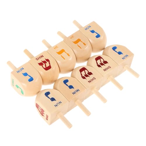 VICASKY 10-teiliges Set Kreisel Spielzeug Chanukka-Party Chanukka-Dekorationen Dreidel-Spiel Mini-Dreidel Kreativer Chanukka-Dreidel Chanukka-Dreidel- Chanukka-tischdekorationen Holz von VICASKY