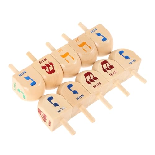 VICASKY 10-teiliges Set Kreisel Spielzeug Dreidel-Spiel Chanukka-Party Chanukka-Dekorationen Dreidel Mini Chanukka-tischdekorationen Lustige Chanukka-spielzeuge Klassischer Dreidel Holz von VICASKY