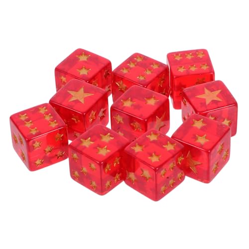 VICASKY 10Pcs Fünf Punkte Stern Würfel Brettspiel Würfel Kleines Würfel Acryl Dices Square Dice Party Würfel Würfel Für Miniaturspiel von VICASKY