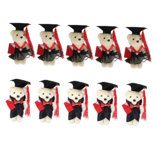 VICASKY 10St Dr. Bär Mini Plüsch Abschluss Bär Tiere tragen Nest kuschelbären praktische Bärenstrauß abschlussgeschenk graduierte Bärenpuppe Diplom-Bär Stoff Black von VICASKY