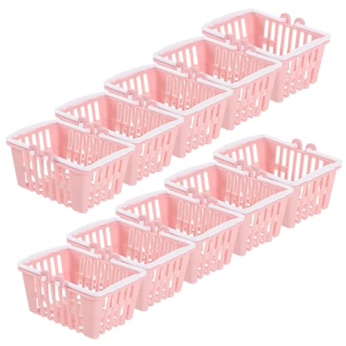 VICASKY 10St Mini-Einkaufskorb Weidenkorb Aufbewahrungskorb aus Weidengeflecht Wäschekorb kühlkorb einkaufskorb Storage Baskets Miniatur-Korbdekore Modelle von Einkaufskörben Plastik Rosa von VICASKY