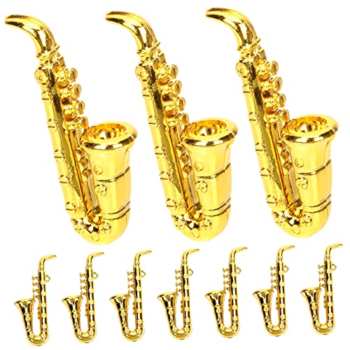 VICASKY 10St Musikinstrumentenmodell für kinderspielzeug raumdeko Miniaturen kleine Geige Miniatur musikinstrumente Dekoration Miniatur-Saxophon- Plastik Golden von VICASKY