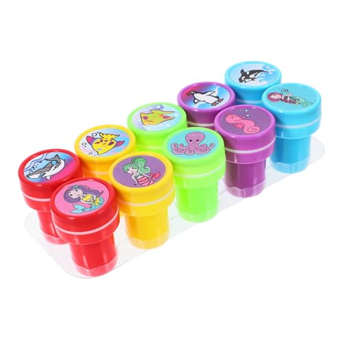 VICASKY 10st Kinderstempel Partyzubehör Für Meeresbewohner Klassenzimmer- -Stempel Thematische Gastgeschenke Selbstfärbende Meeresstempel Fisch Stempel Kinderpreise Mini-Stempel PVC von VICASKY