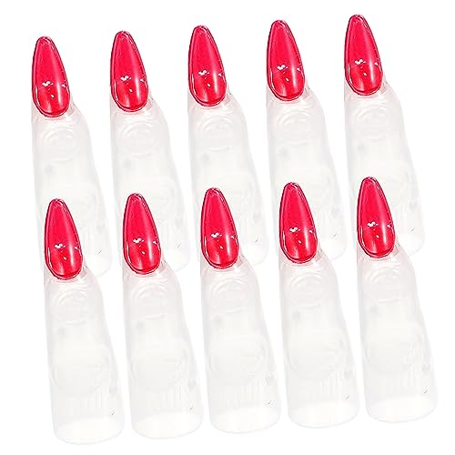 VICASKY 10st Zombie Leuchtende Hexennägel Fingerpuppen Hexenfinger Kostüm Zubehör Halloween-Party-Spielzeug Streichhexenfinger Polieren Reize Gefälschte Fingernägel Nagelring Plastik von VICASKY