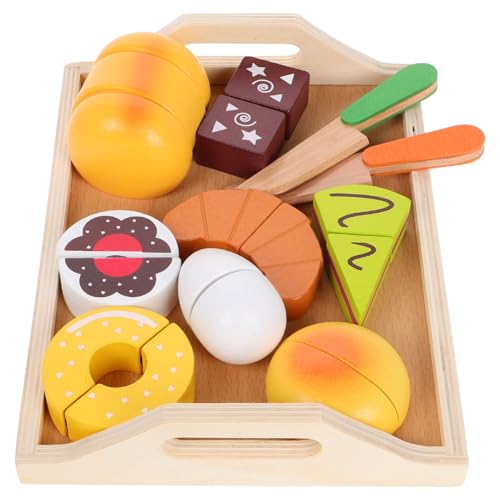 VICASKY 11St Spielzeugset Kinder Spielzeug Set Nachmittagstee Spielzeug Kuchen-Spielzeug Nachbildung Spielzeug Rollenspiel Spielzeug Spielset mit Essen für Kinder falsches Brot hölzern von VICASKY