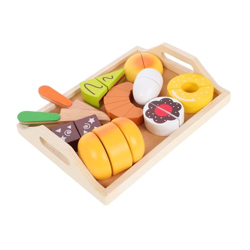 VICASKY 11 Stück Holz Kleinkind Spielzeug Tee Party Set Pretend Spielen Lebensmittel Küche für Jungen und Mädchen Jungen Mädchen von VICASKY